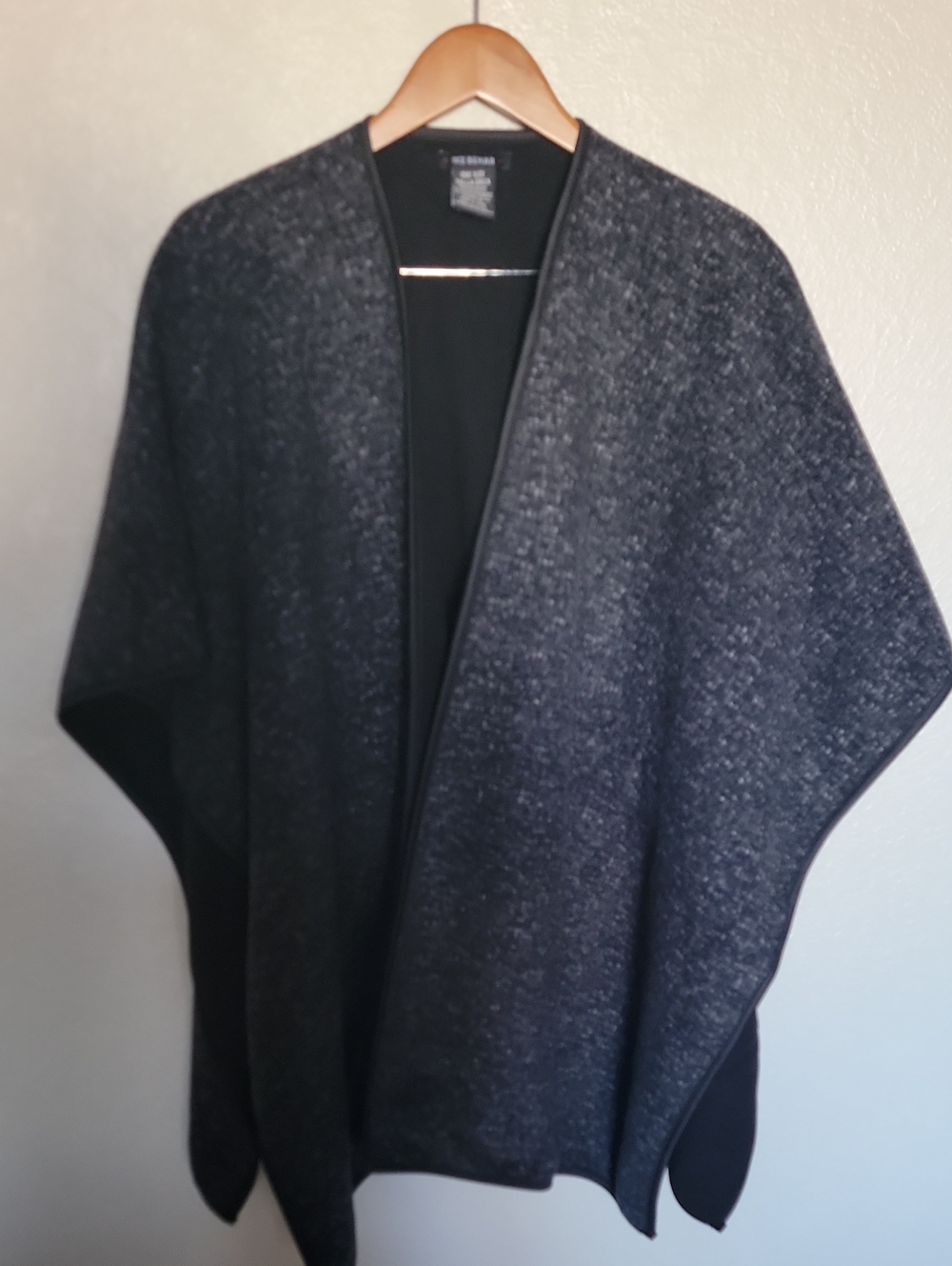 Ike Behar Black Open-Front Poncho